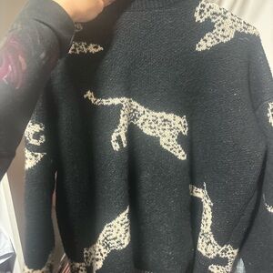 SHEIN Black and Cream Animal Pattern Sweater
